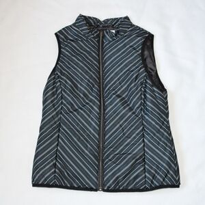 Christopher & Banks Striped Black and White Puffer Vest Small